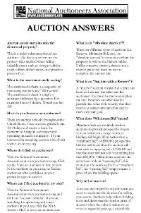 Auction Answers