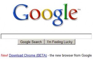 Google screenshot showing Chrome download link position